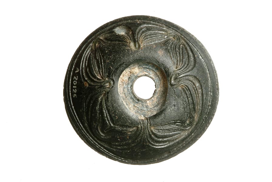 Przęślik z czarnego szkła, VI w. anglo-saksońki zezbiorów Museum of London